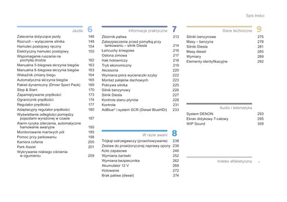 2016-2017 Peugeot 308 Owner's Manual | Polish