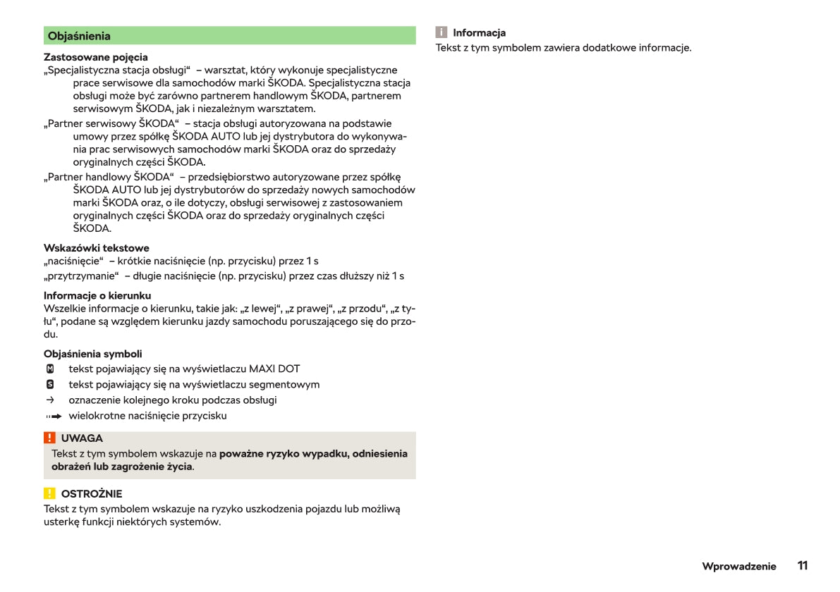 2018-2019 Skoda Rapid Owner's Manual | Polish