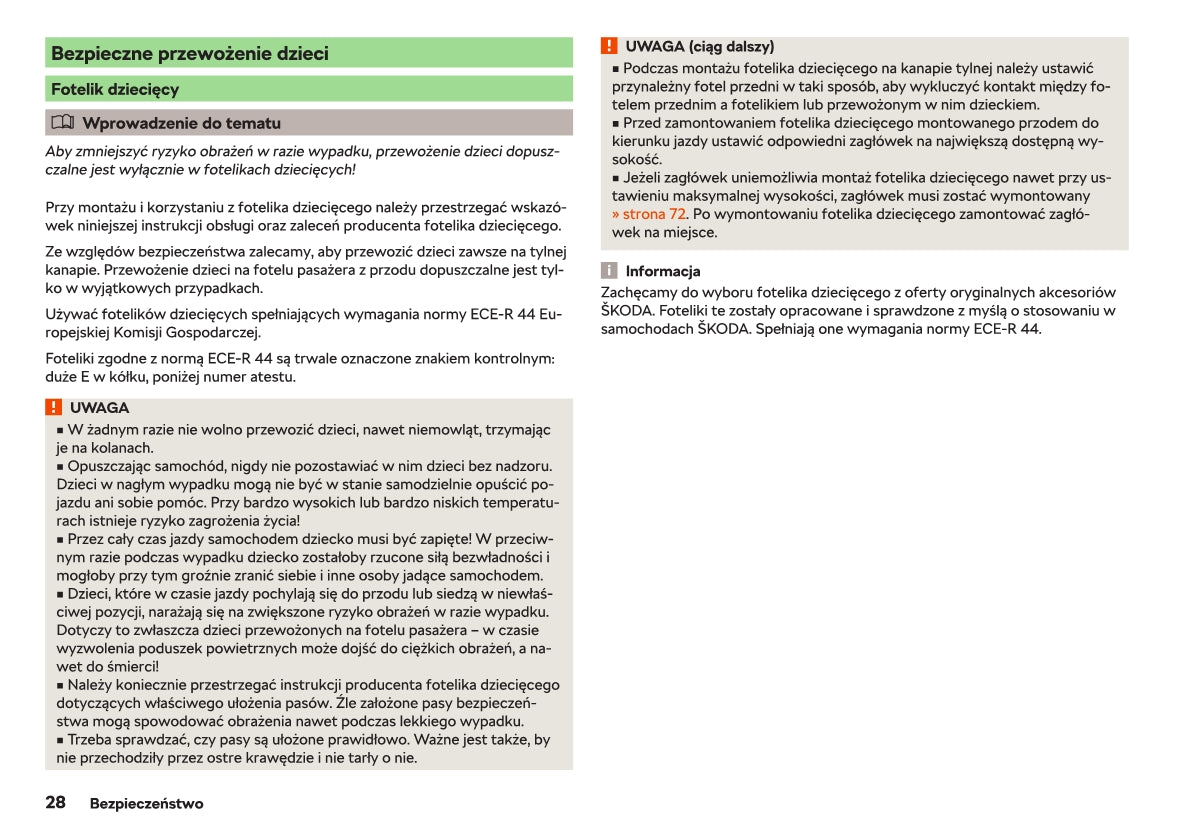 2018-2019 Skoda Rapid Owner's Manual | Polish