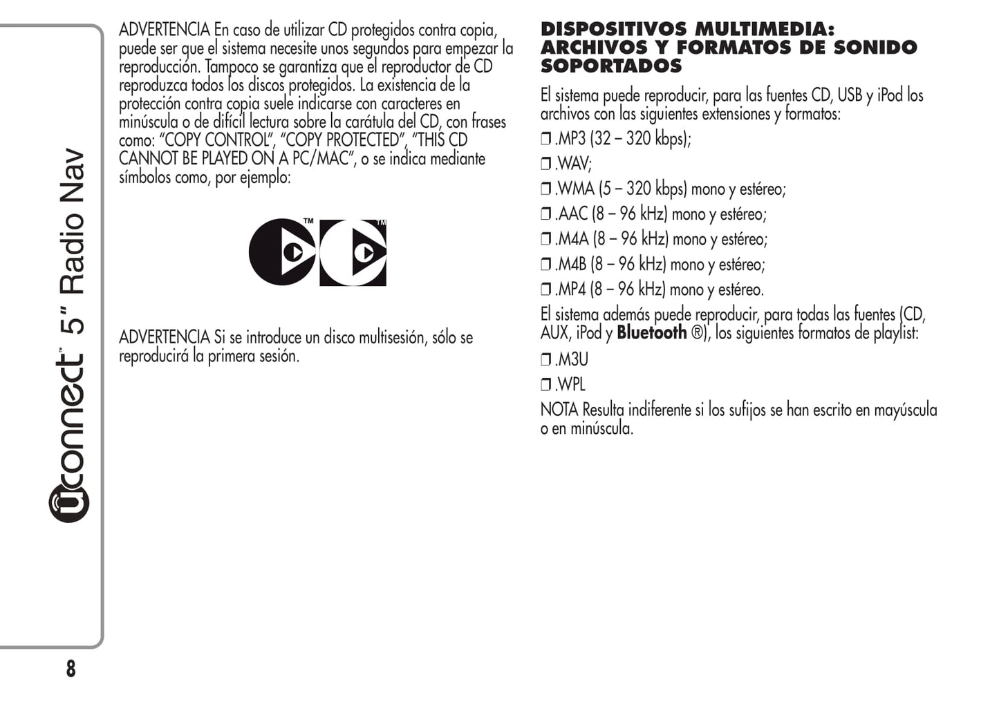 Alfa Romeo Mito Uconnect 5 Radio Nav Instrucciones 2014 - 2015