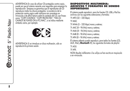 Alfa Romeo Mito Uconnect 5 Radio Nav Instrucciones 2014 - 2015