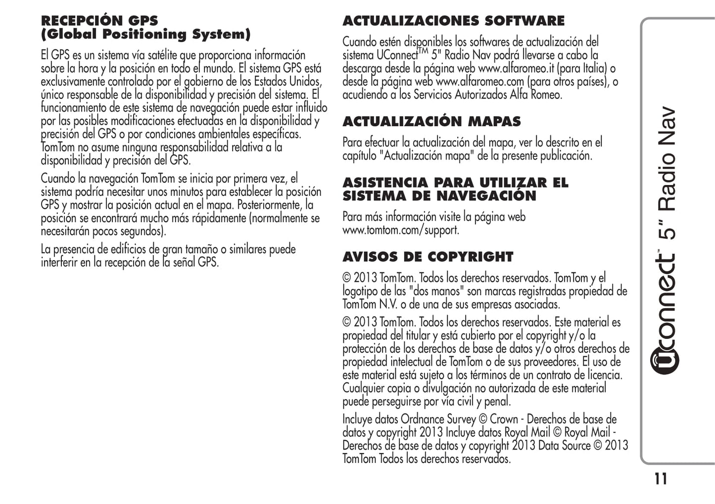 Alfa Romeo Mito Uconnect 5 Radio Nav Instrucciones 2014 - 2015