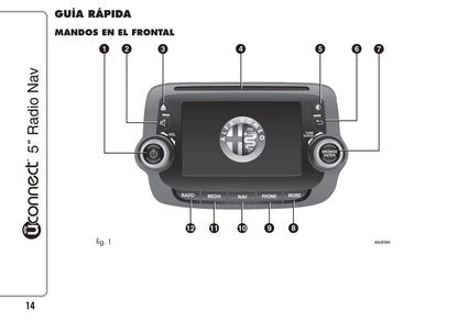 Alfa Romeo Mito Uconnect 5 Radio Nav Instrucciones 2014 - 2015