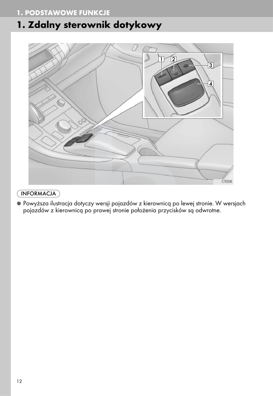 2011-2014 Lexus CT Bedienungsanleitung | Polnisch