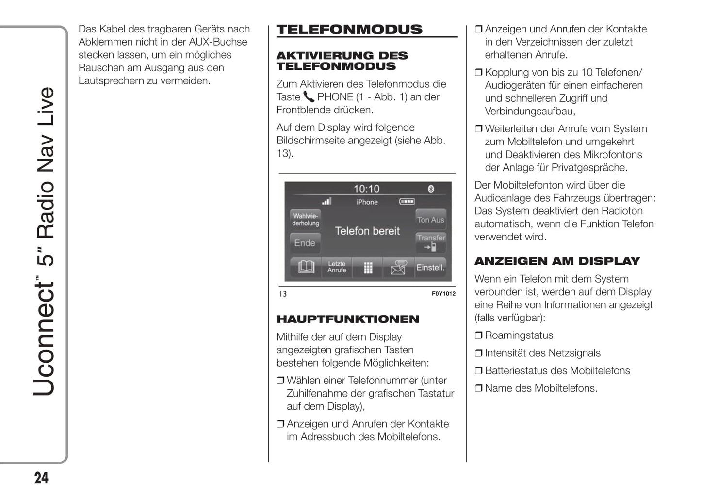 Jeep Renegade Uconnect 5 Radio Nav Live  Bedienungsanleitung 2015 - 2017