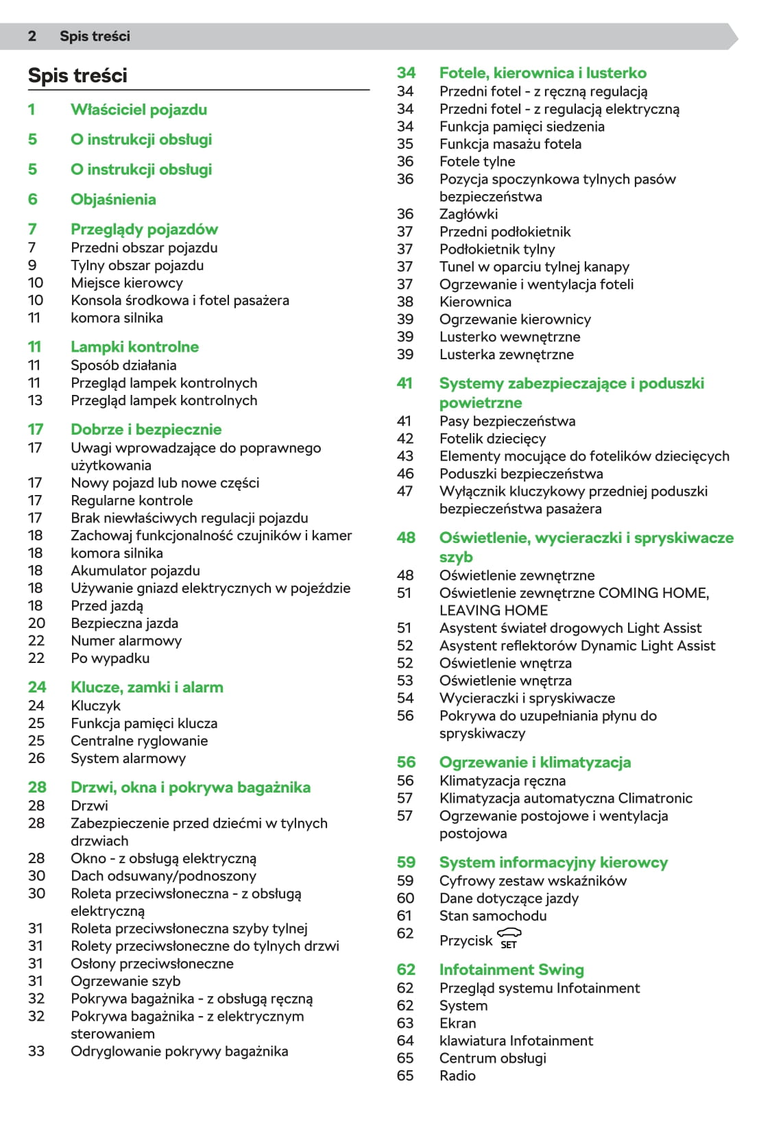 2019-2020 Skoda Octavia Owner's Manual | Polish