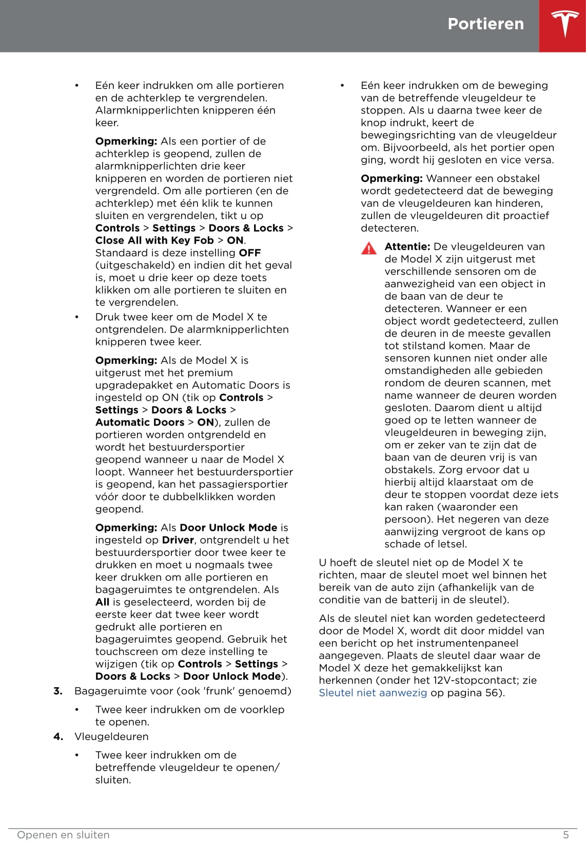 2016-2020 Tesla Model X Owner's Manual | Dutch