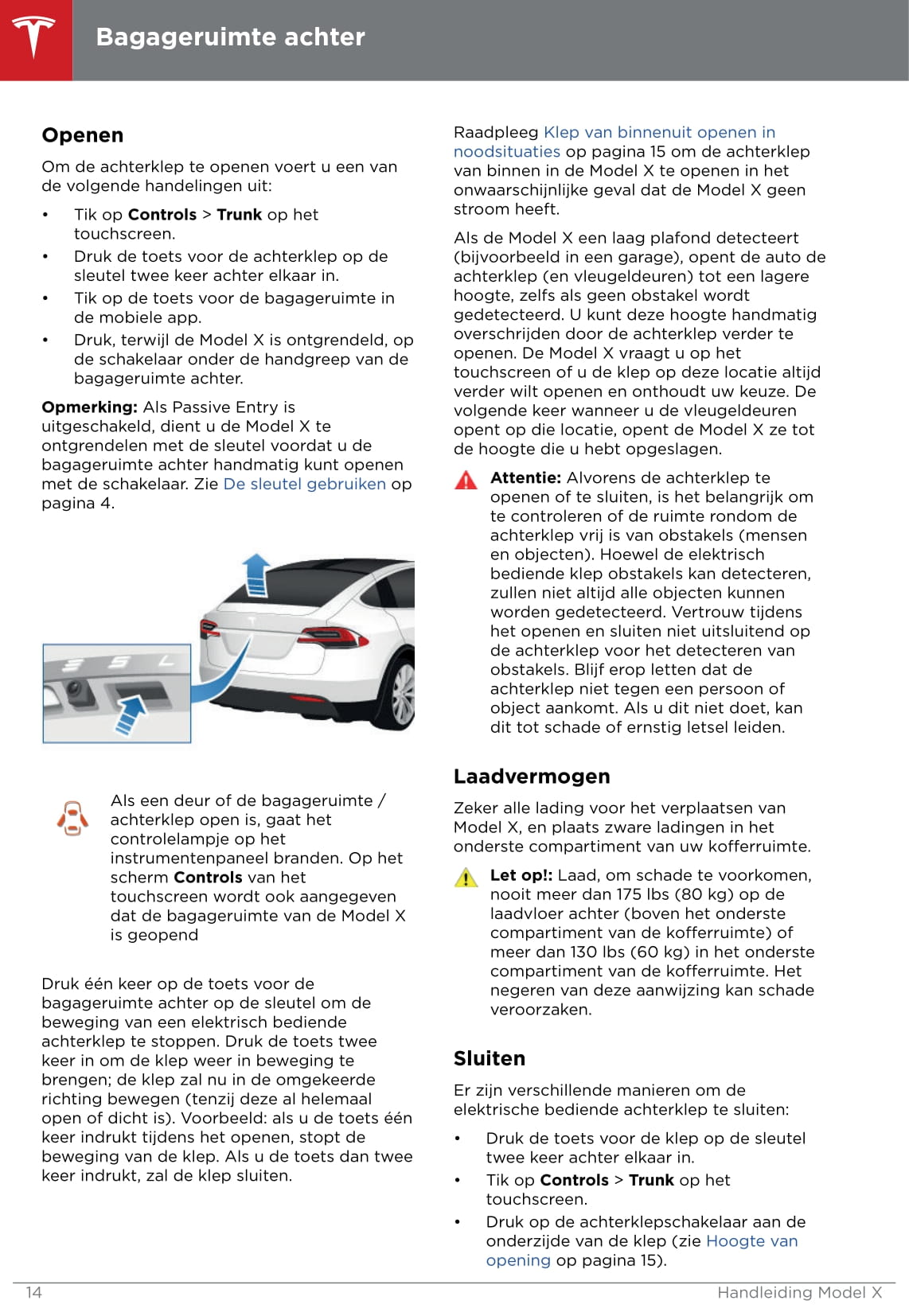 2016-2020 Tesla Model X Owner's Manual | Dutch