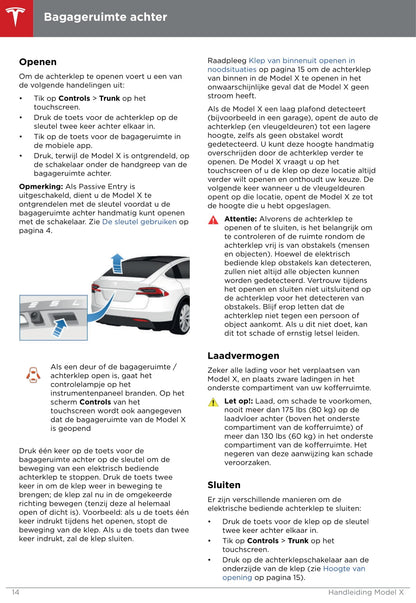 2016-2020 Tesla Model X Owner's Manual | Dutch