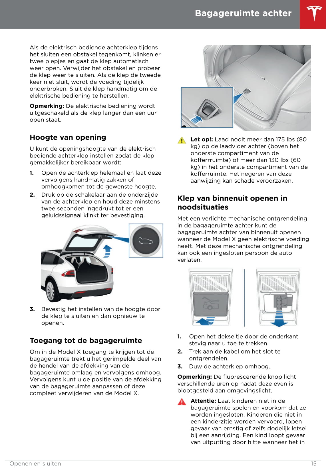 2016-2020 Tesla Model X Owner's Manual | Dutch