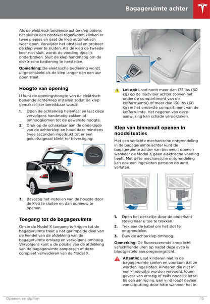 2016-2020 Tesla Model X Owner's Manual | Dutch