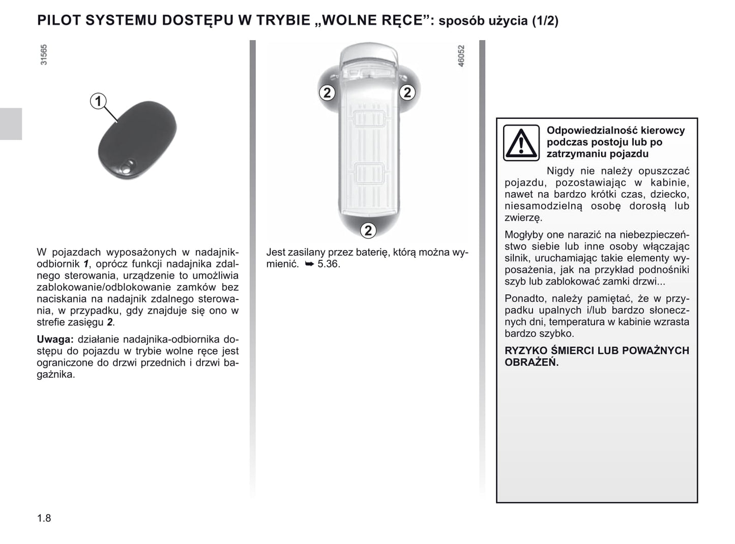 2019-2020 Renault Master Owner's Manual | Polish