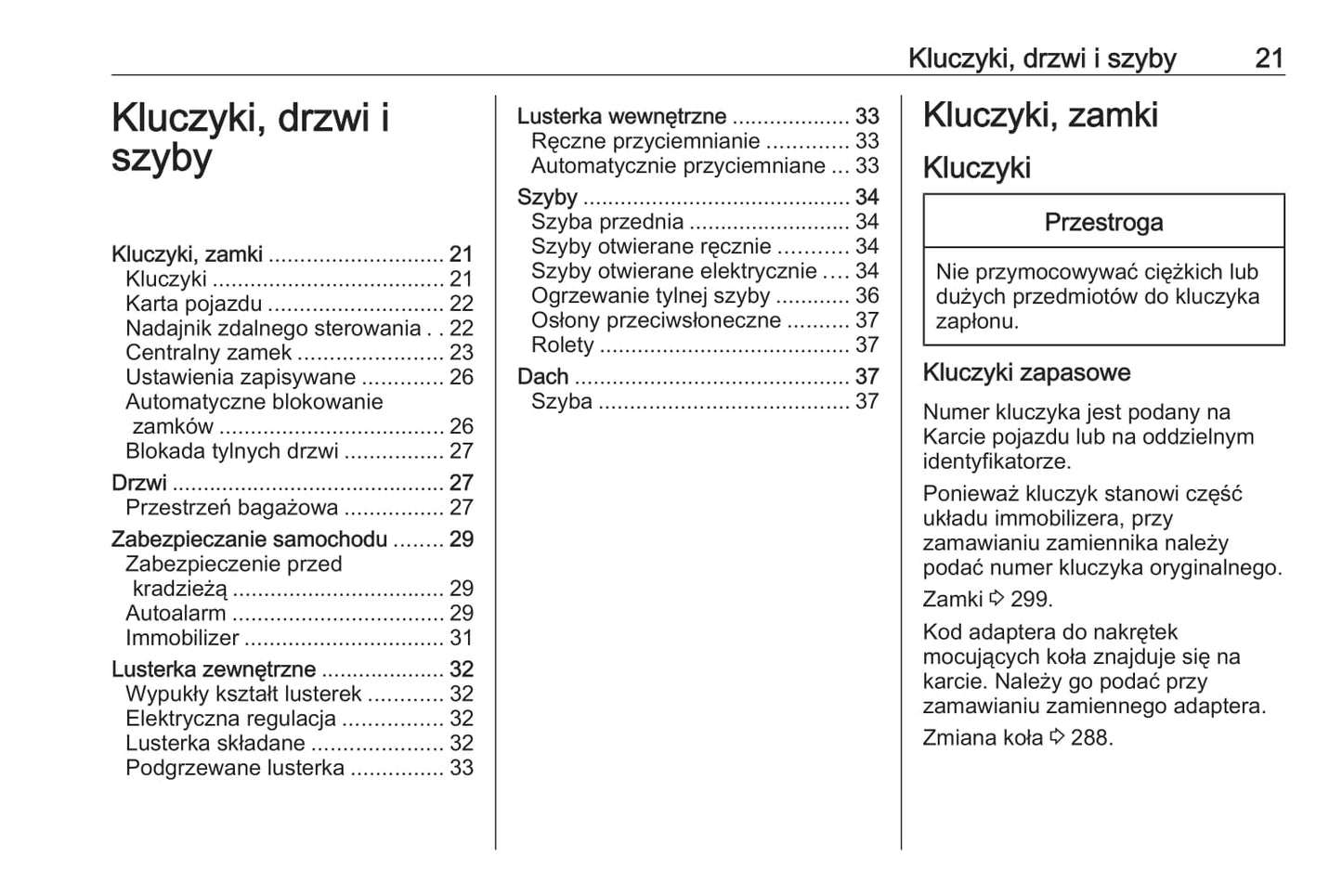 2011-2016 Opel Zafira/Zafira Tourer Owner's Manual | Polish