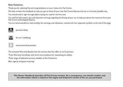 2009-2010 Fiat Croma Gebruikershandleiding | Engels