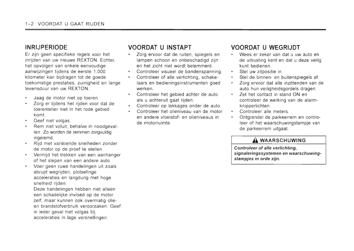 2001-2006 SsangYong Rexton Owner's Manual | Dutch