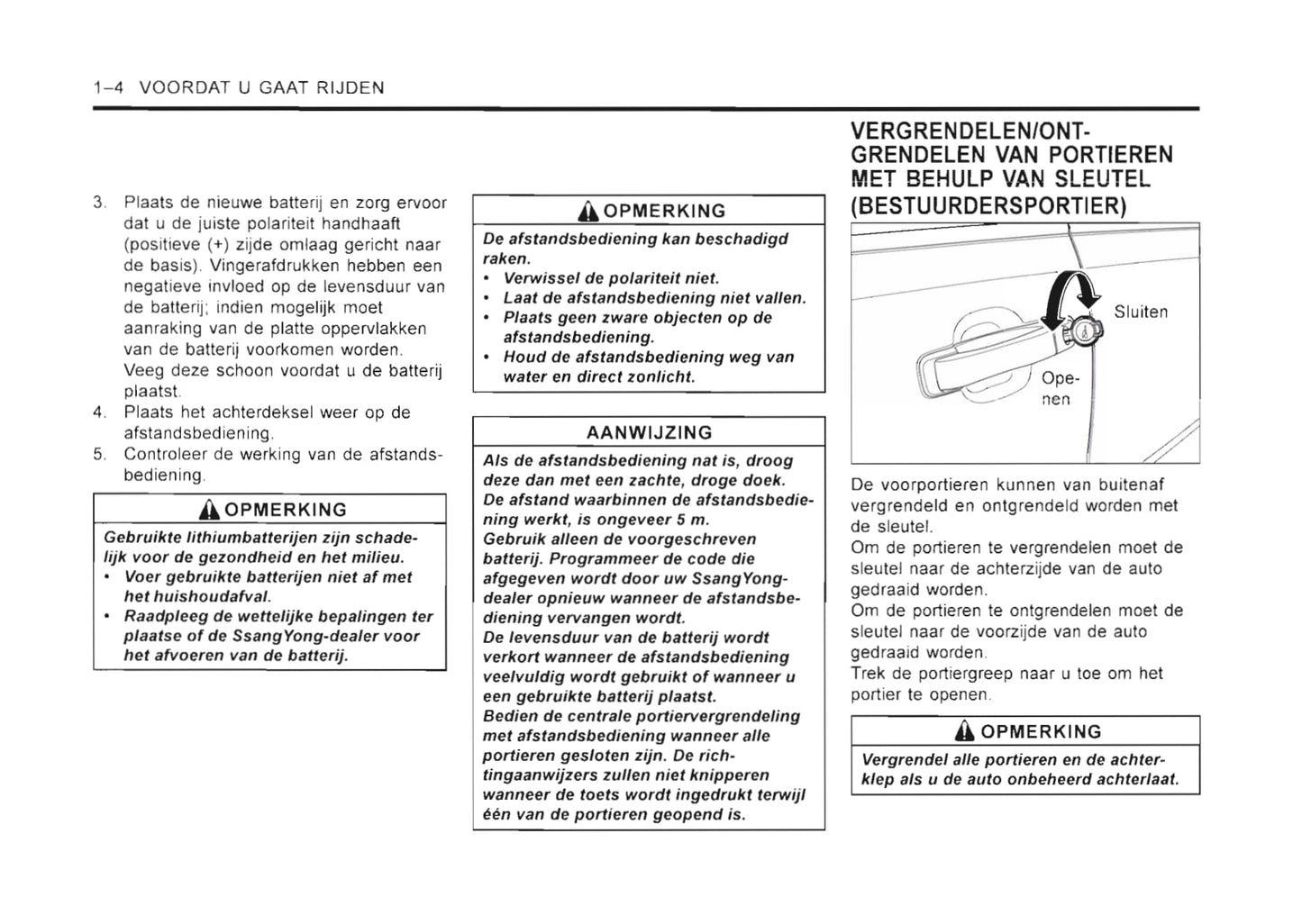 2001-2006 SsangYong Rexton Owner's Manual | Dutch