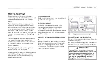 2001-2006 SsangYong Rexton Owner's Manual | Dutch