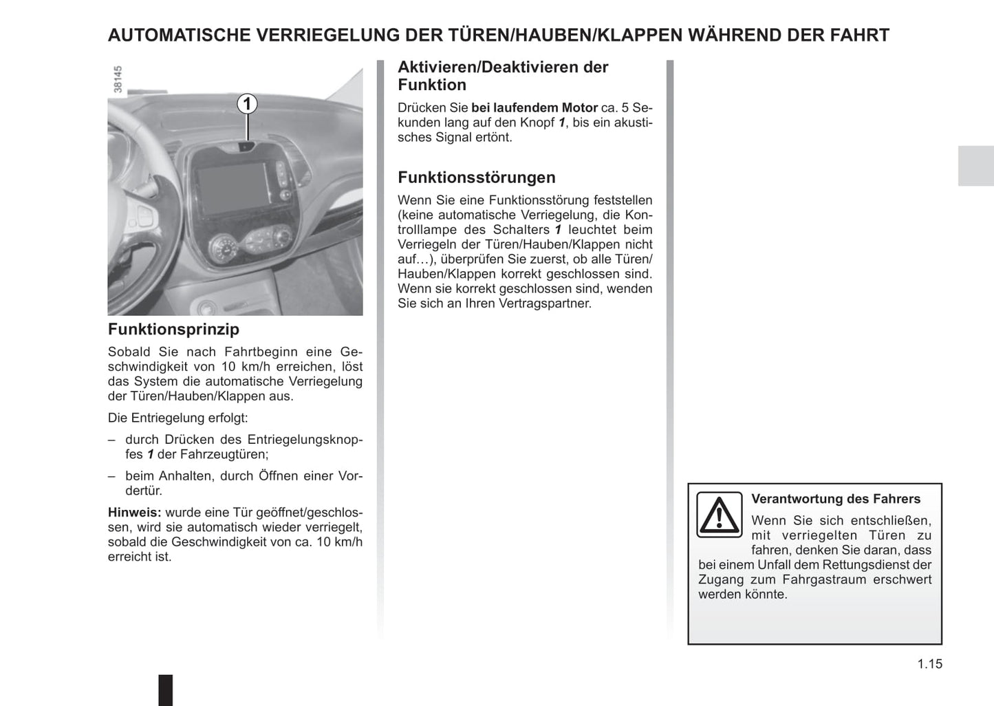 2015-2017 Renault Captur Bedienungsanleitung | Deutsch