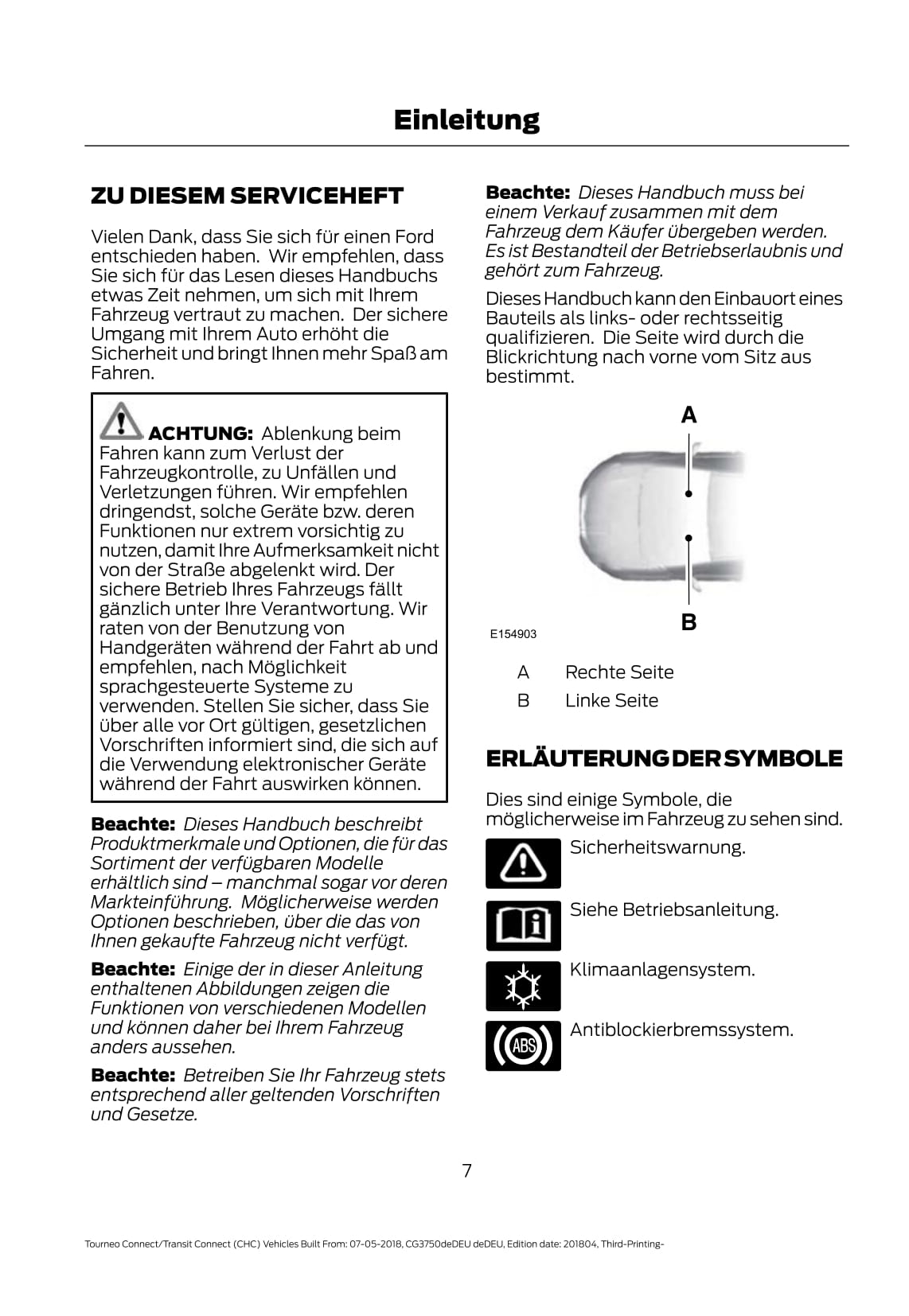 2018-2020 Ford Tourneo Connect / Transit Connect Gebruikershandleiding | Duits