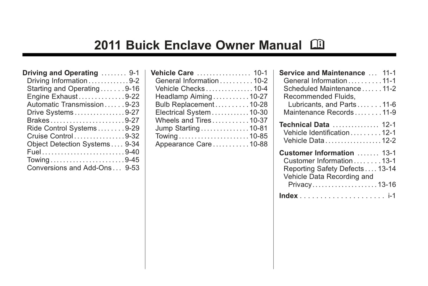 2011 Buick Enclave Gebruikershandleiding | Engels