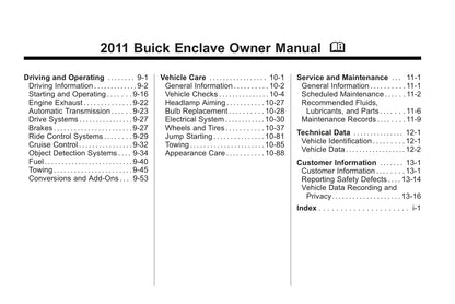 2011 Buick Enclave Gebruikershandleiding | Engels