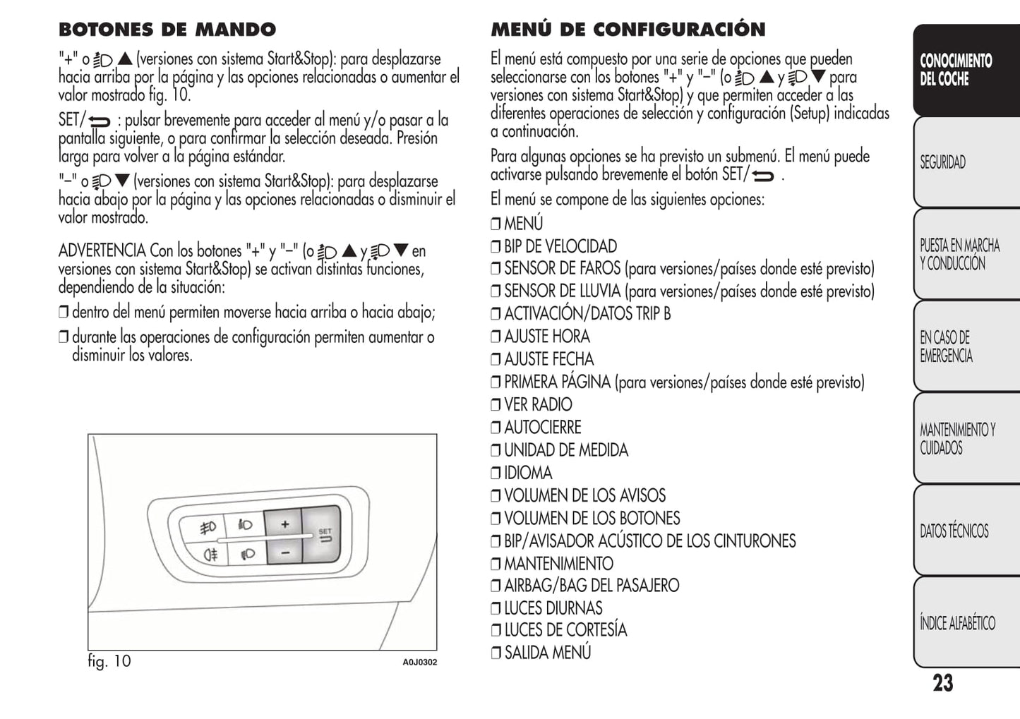 2008-2014 Alfa Romeo MiTo Owner's Manual | Spanish