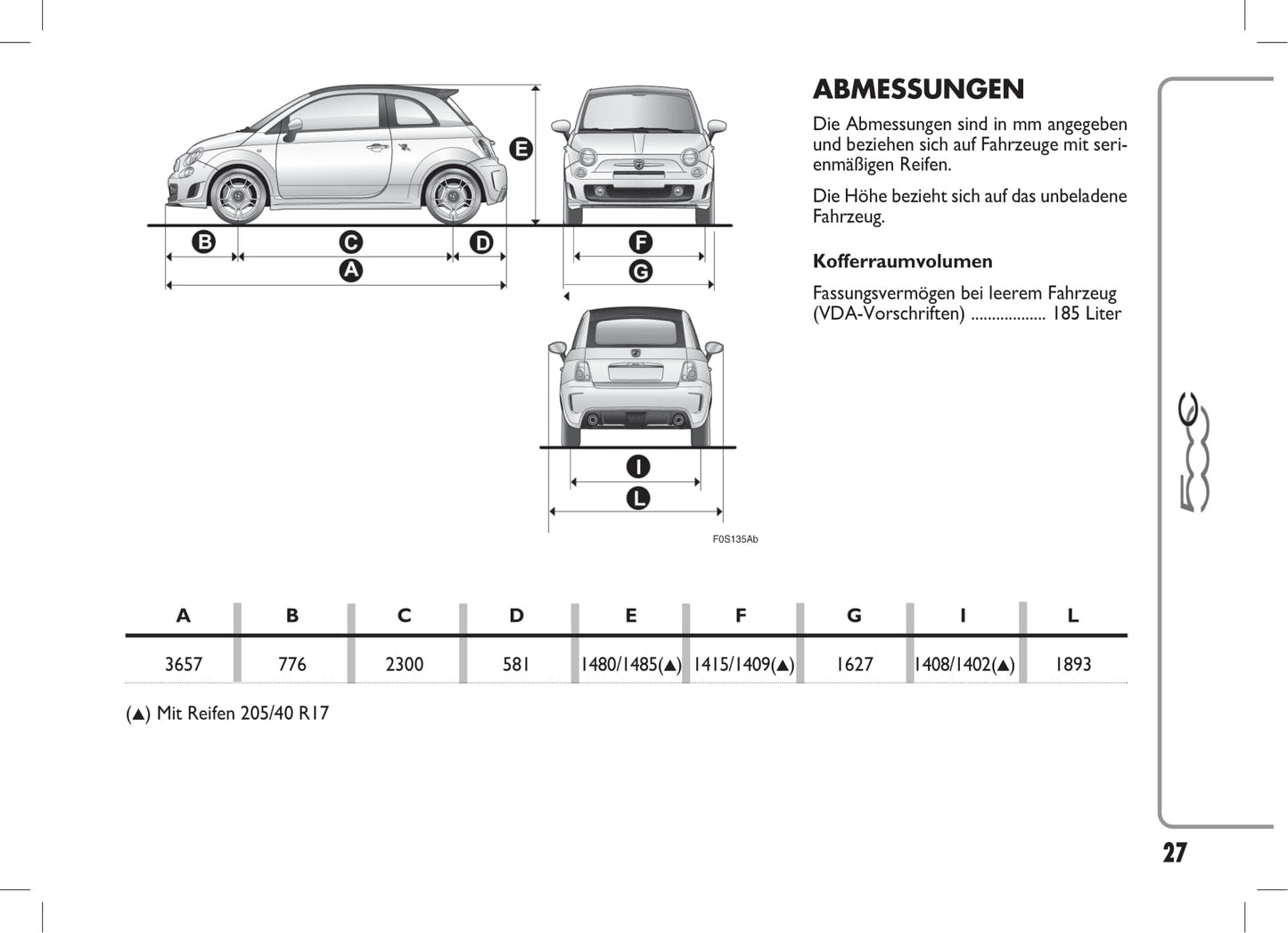 2014-2018 Abarth 500C Gebruikershandleiding | Duits