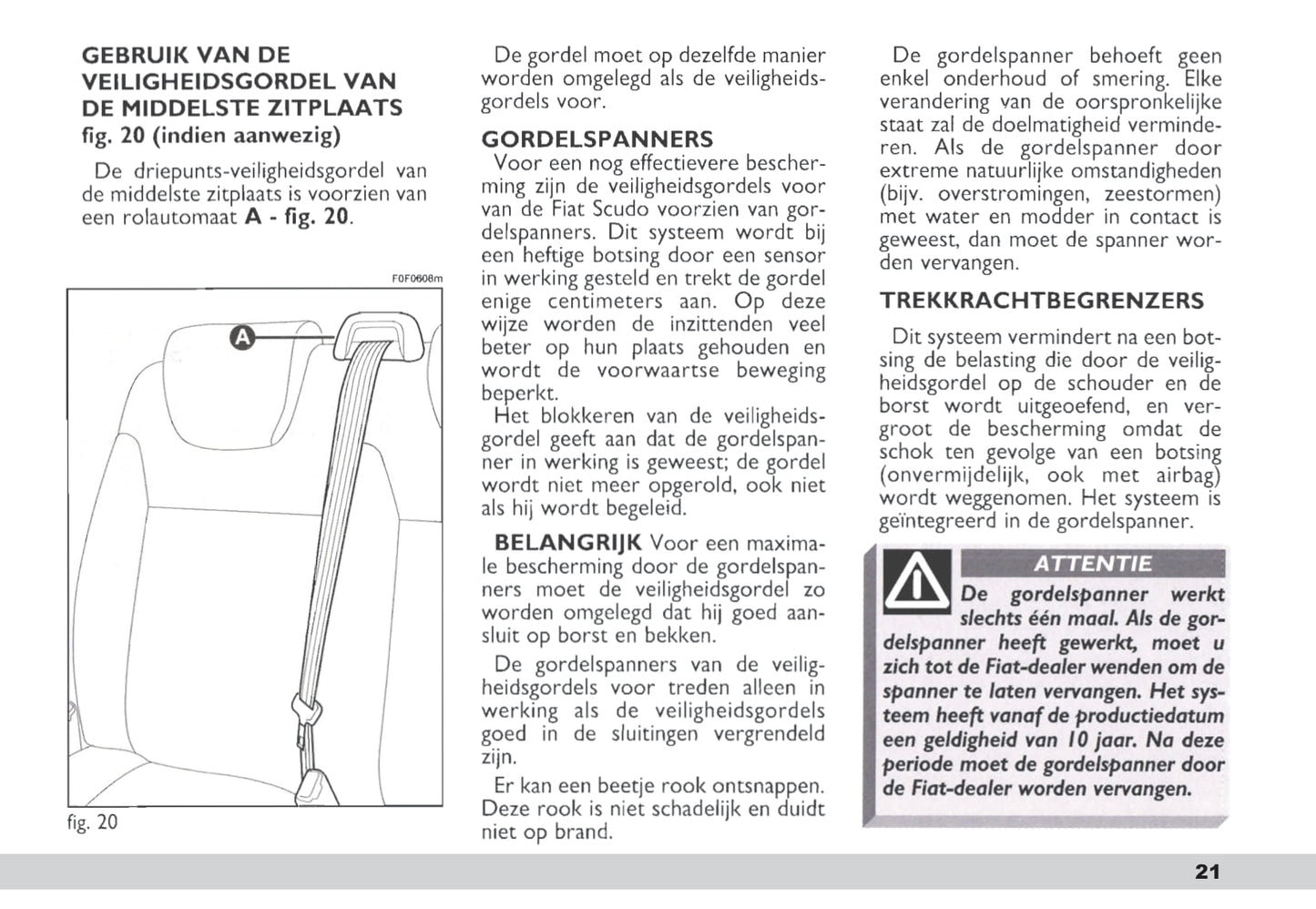 2003-2004 Fiat Scudo Owner's Manual | Dutch