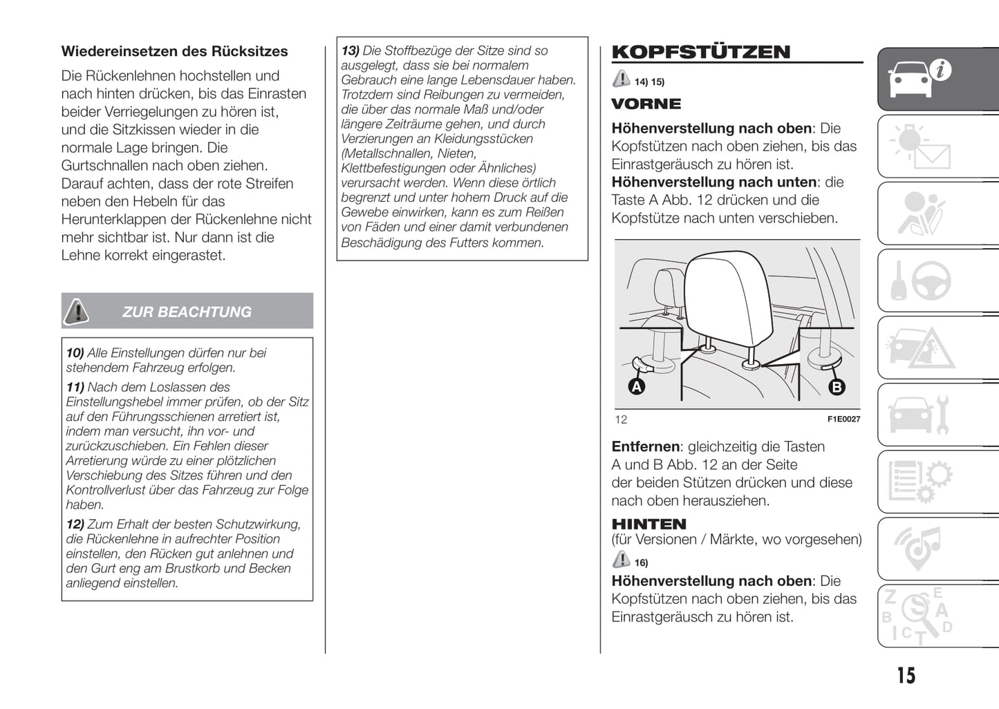 2016-2017 Fiat Punto Owner's Manual | German