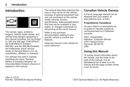 2016 Chevrolet Malibu Manuel du propriétaire | Anglais