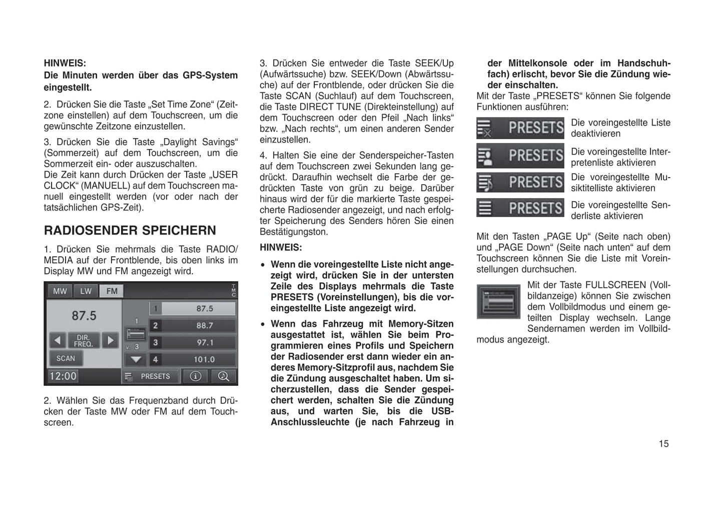 Jeep Radio 731N Bedienungsanleitung 2016 - 2018