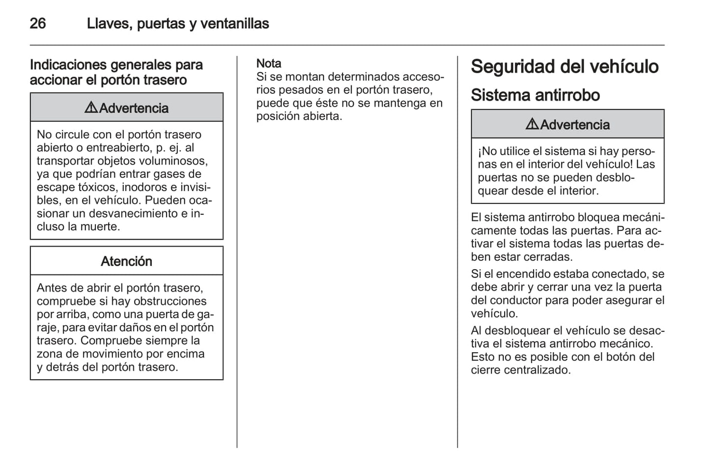 2012 Opel Astra Owner's Manual | Spanish