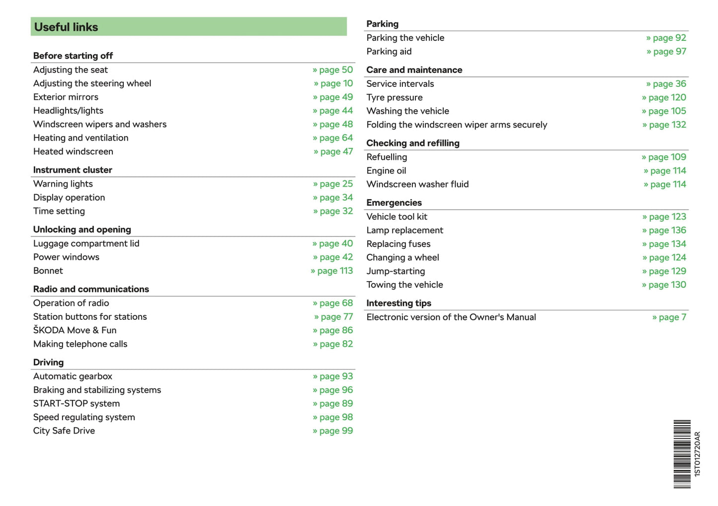 2018-2019 Skoda Citigo Owner's Manual | English