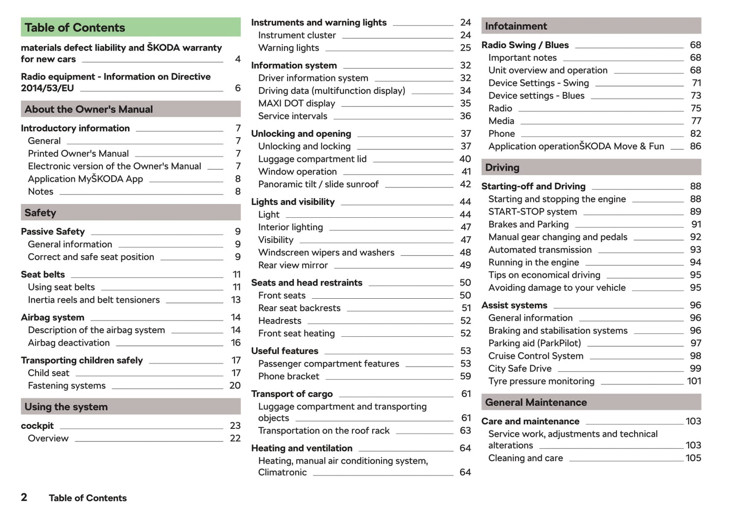 2018-2019 Skoda Citigo Owner's Manual | English