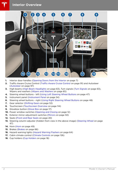 2016-2019 Tesla Model X Bedienungsanleitung | Englisch