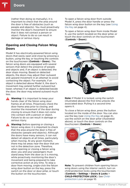 2016-2019 Tesla Model X Bedienungsanleitung | Englisch