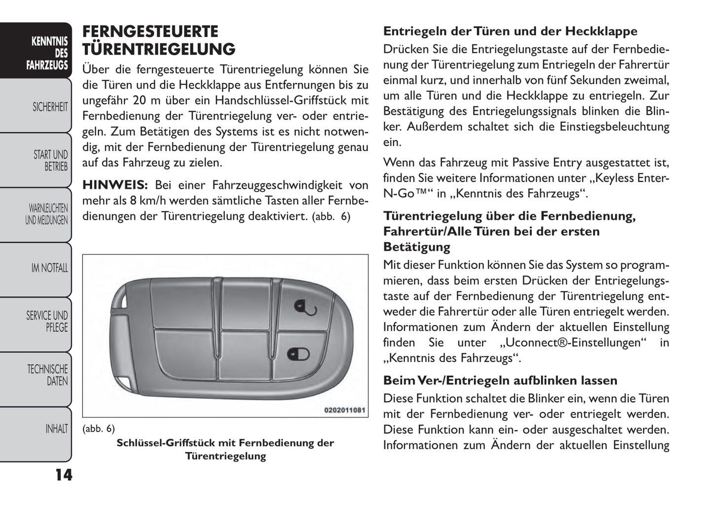 2013-2014 Fiat Freemont Bedienungsanleitung | Deutsch