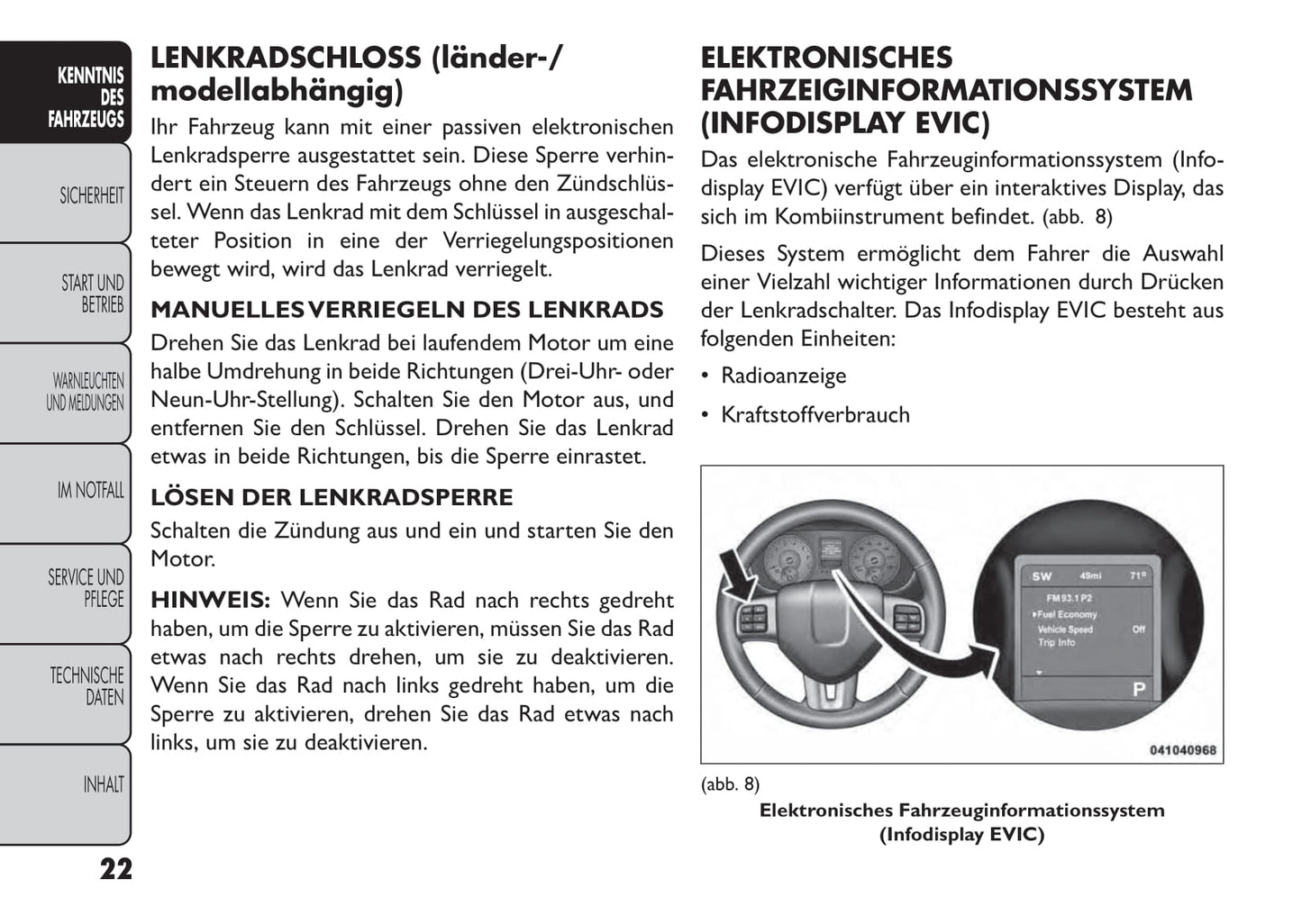 2013-2014 Fiat Freemont Bedienungsanleitung | Deutsch