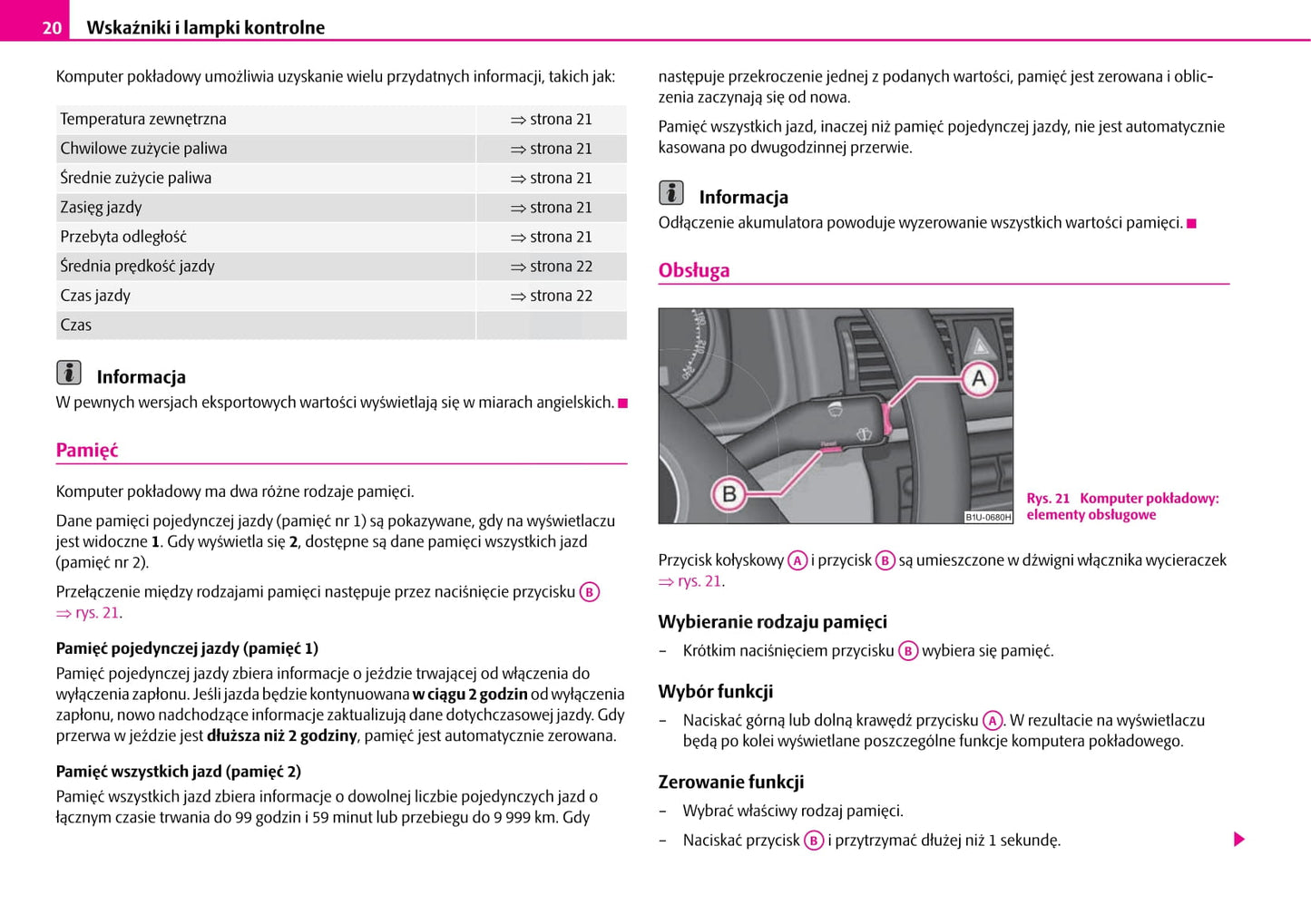 2010-2011 Skoda Octavia/Octavia Tour I Owner's Manual | Polish