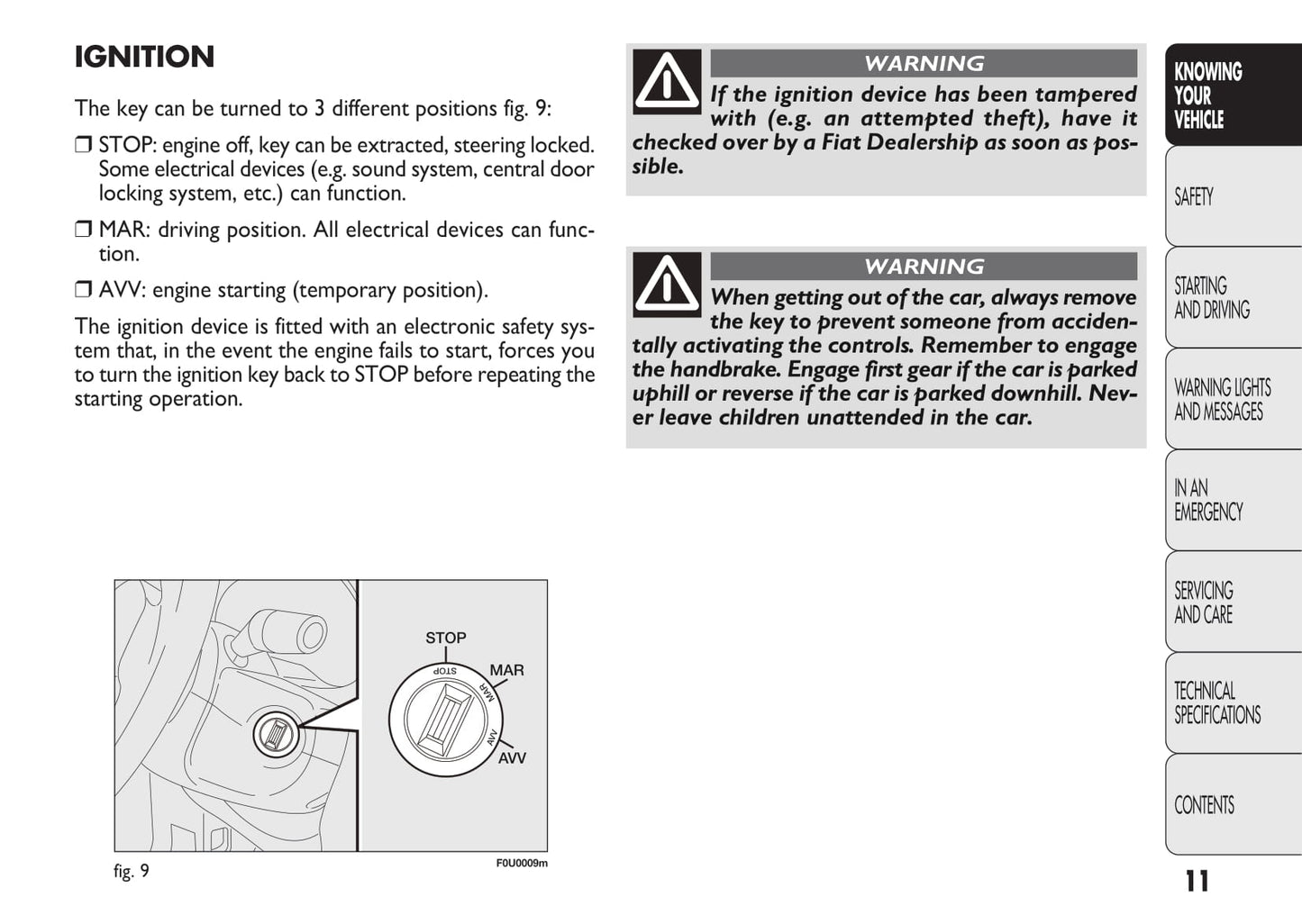 2010-2011 Fiat Punto/Punto Evo Owner's Manual | English