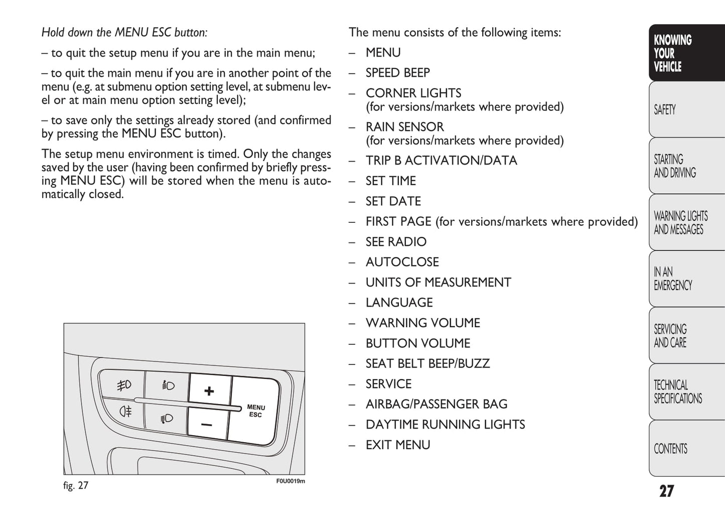 2010-2011 Fiat Punto/Punto Evo Owner's Manual | English