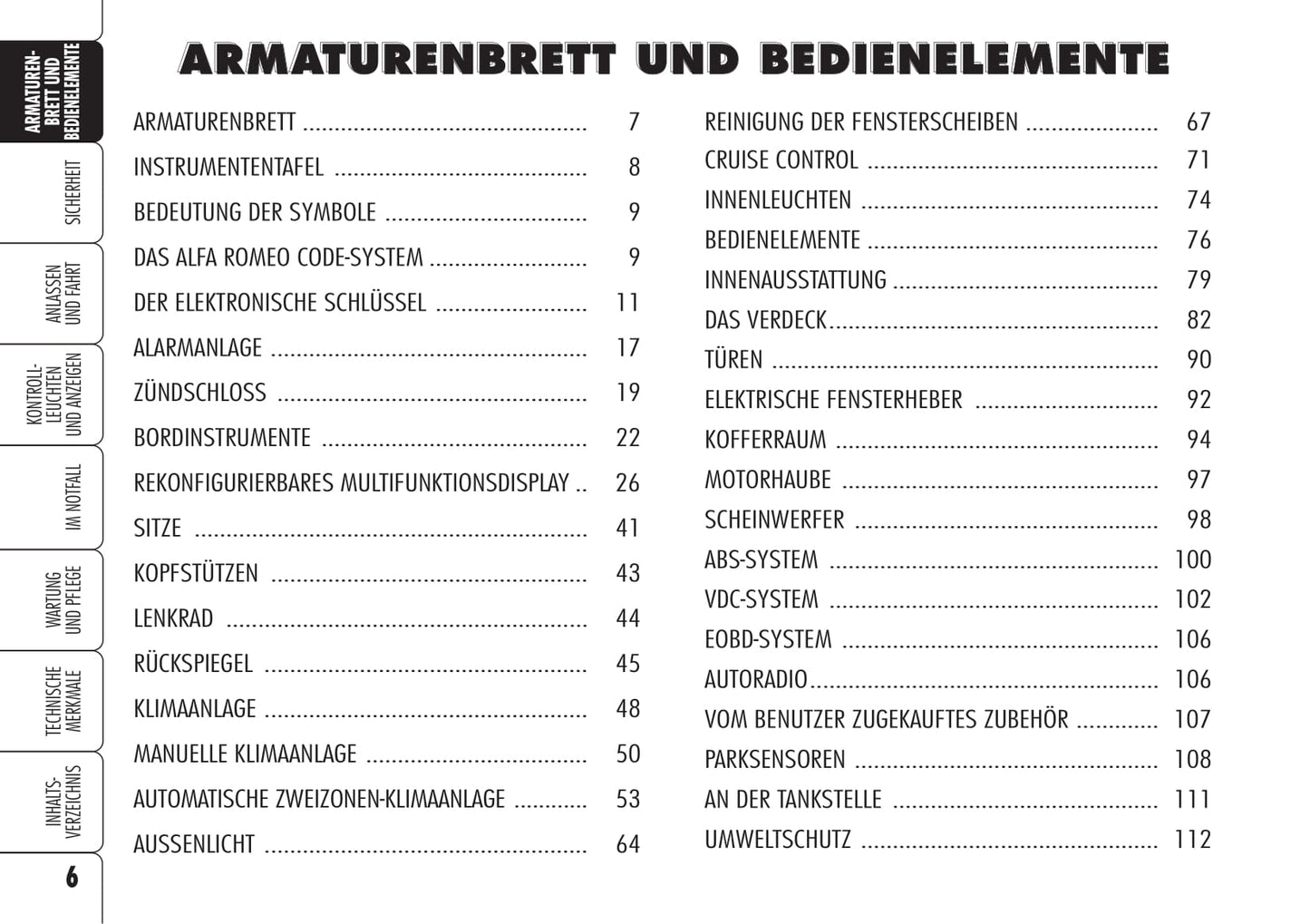 2006-2008 Alfa Romeo Spider Manuel du propriétaire | Allemand