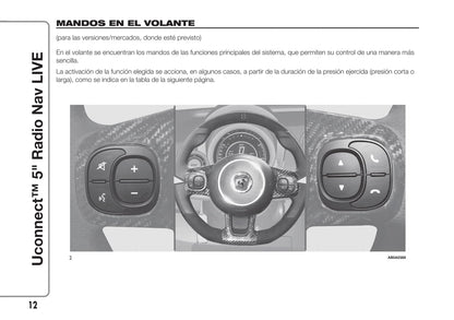 Abarth 595 Uconnect Radio 5.0 Nav Instrucciones 2017 - 2018