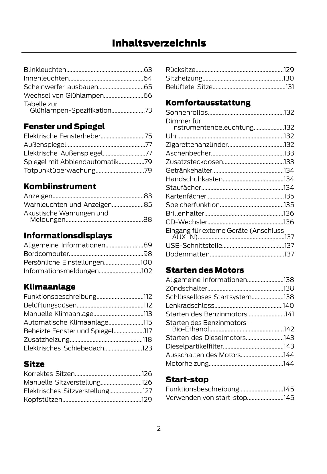 2011-2012 Ford Mondeo Owner's Manual | German