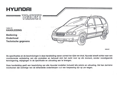 2000-2001 Hyundai Trajet Owner's Manual | Dutch