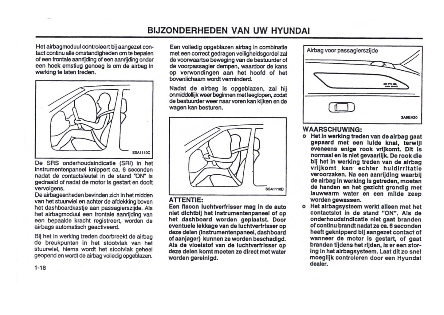 2000-2001 Hyundai Trajet Owner's Manual | Dutch