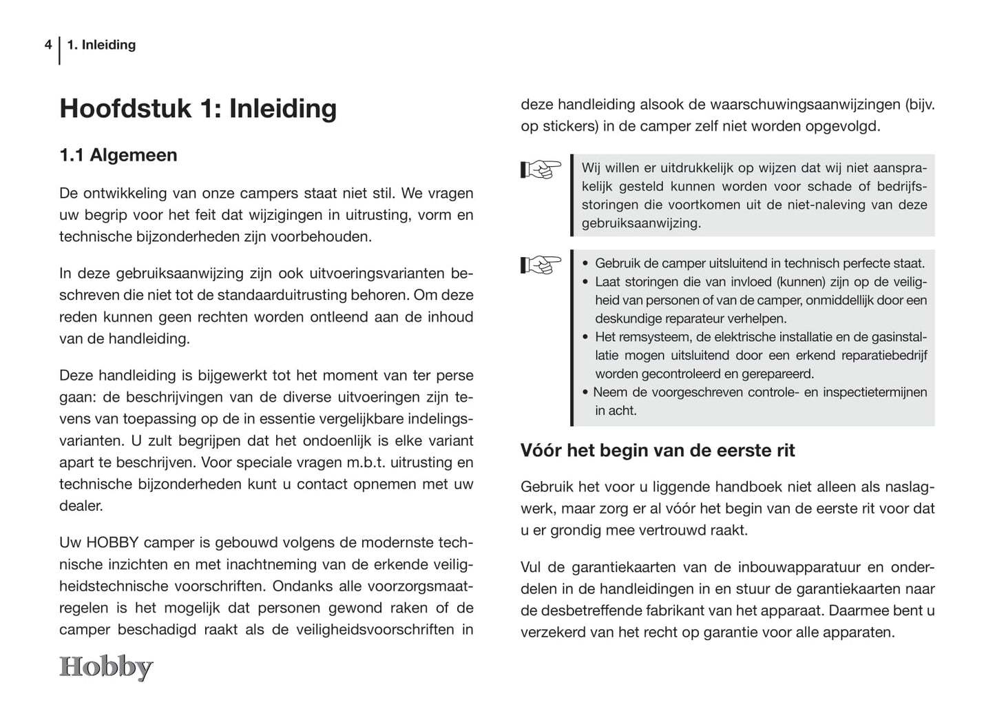 2015 Hobby Optima/Siesta Owner's Manual | Dutch