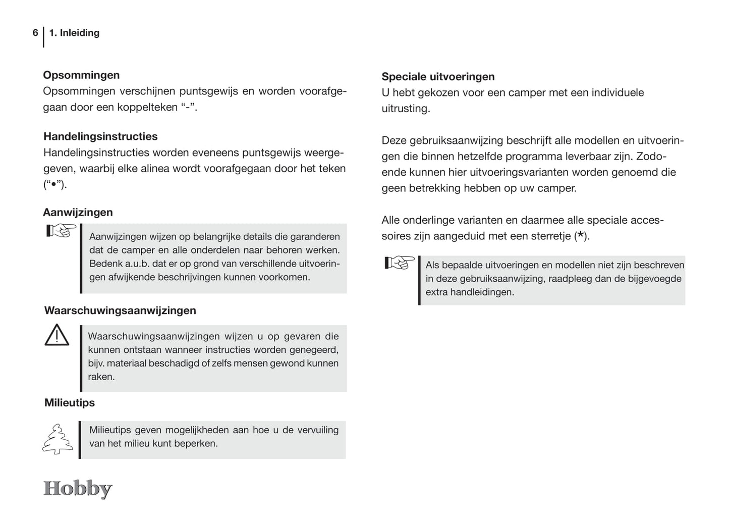 2015 Hobby Optima/Siesta Owner's Manual | Dutch