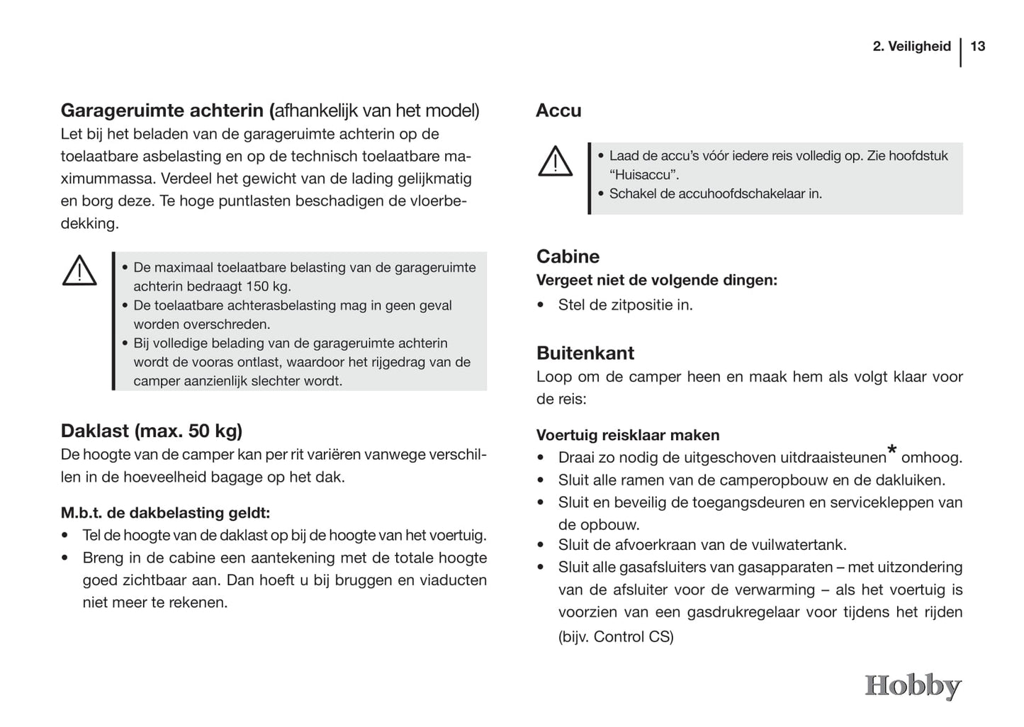 2015 Hobby Optima/Siesta Owner's Manual | Dutch