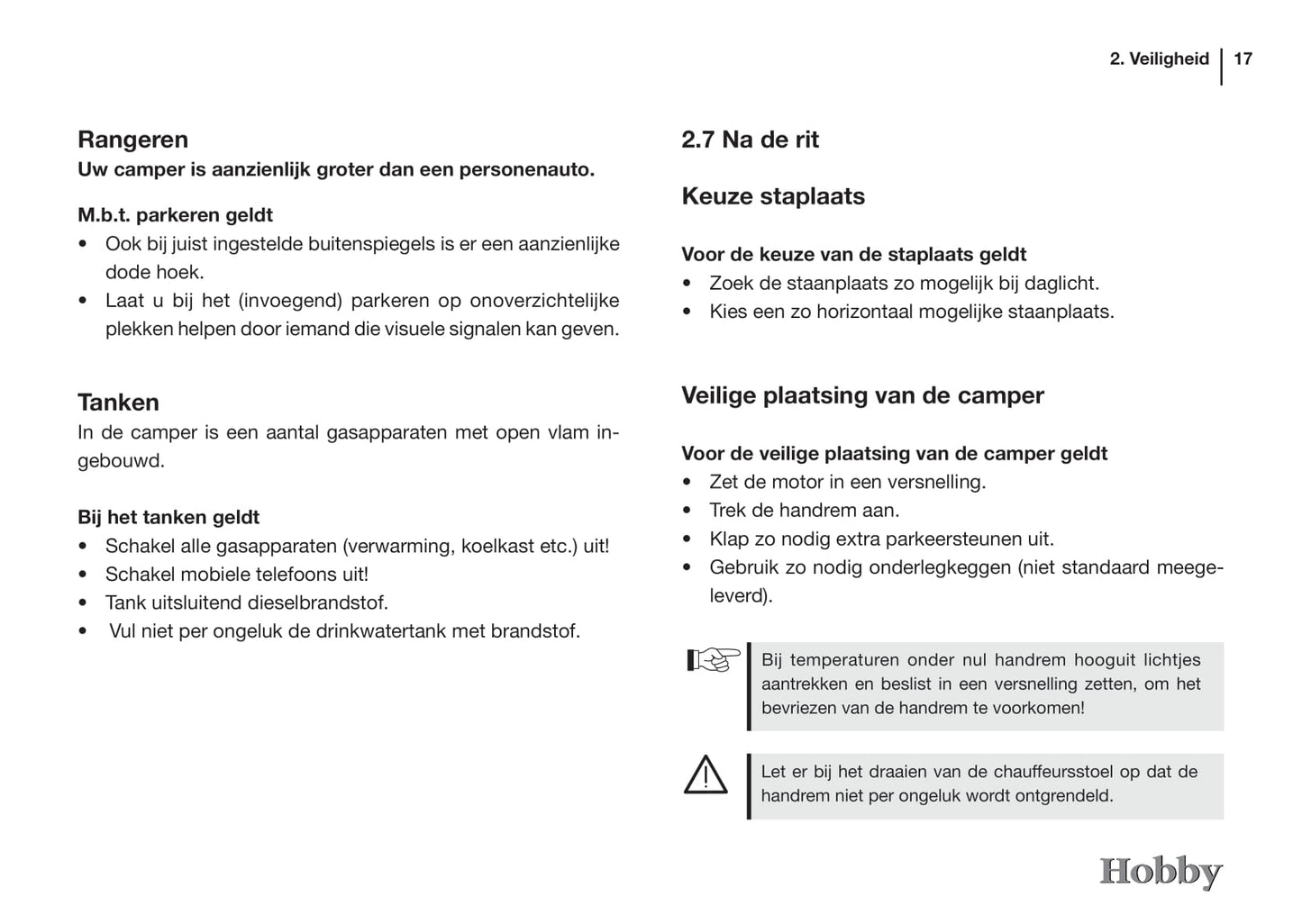 2015 Hobby Optima/Siesta Owner's Manual | Dutch